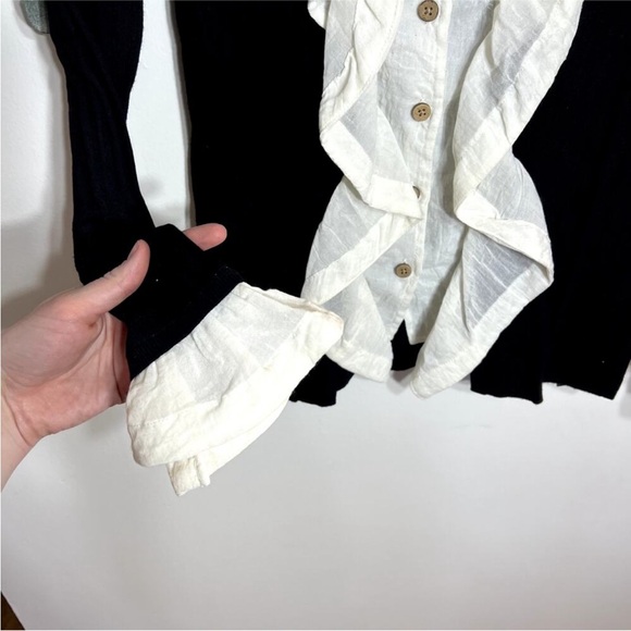 Anthropologie Black and White Ruffle Blouse - Picture 2 of 5